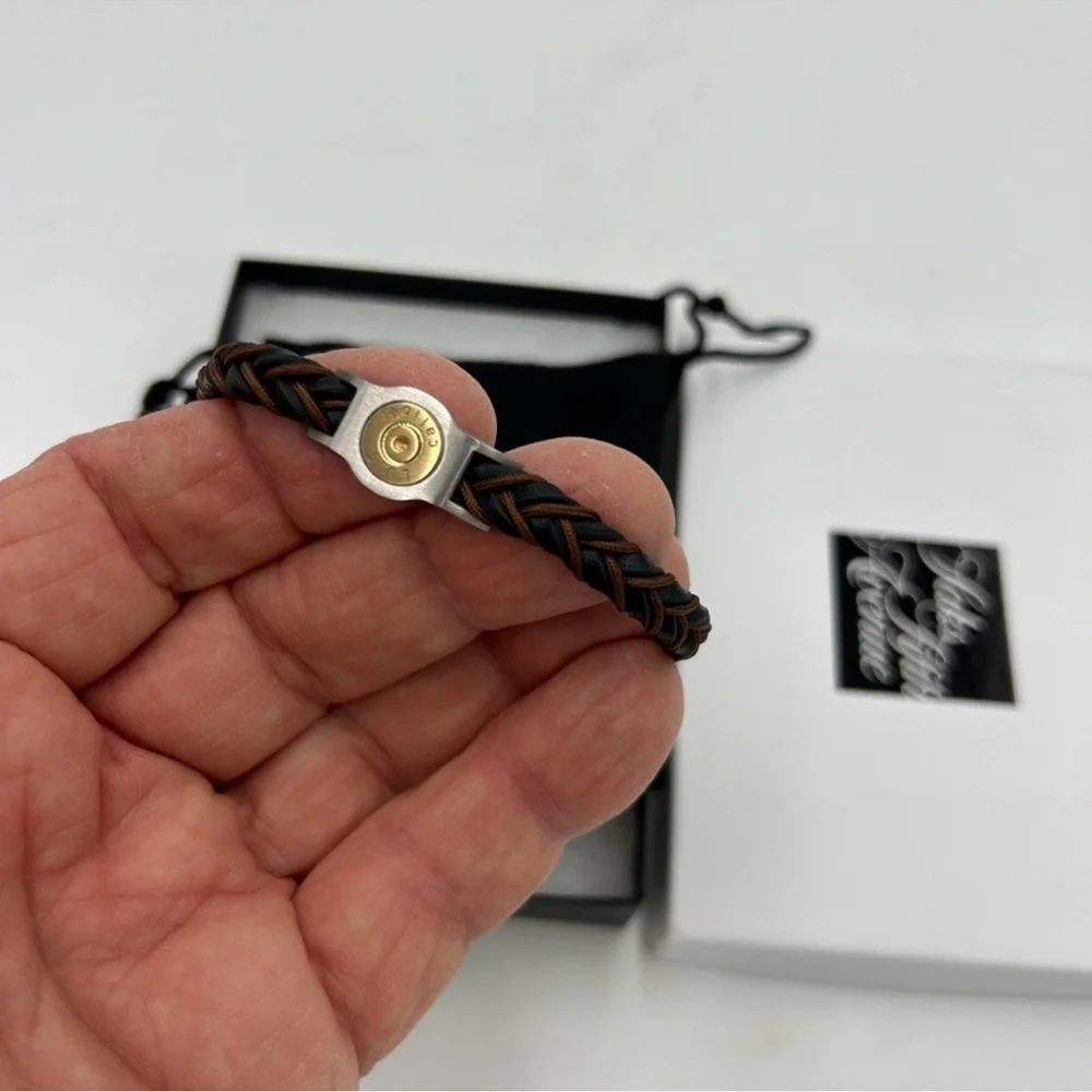 Men’s Jan Leslie braided leather bracelet.